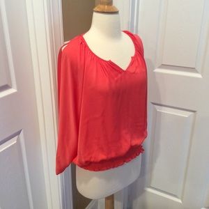 Kenar coral smocked waist blouse Sz S